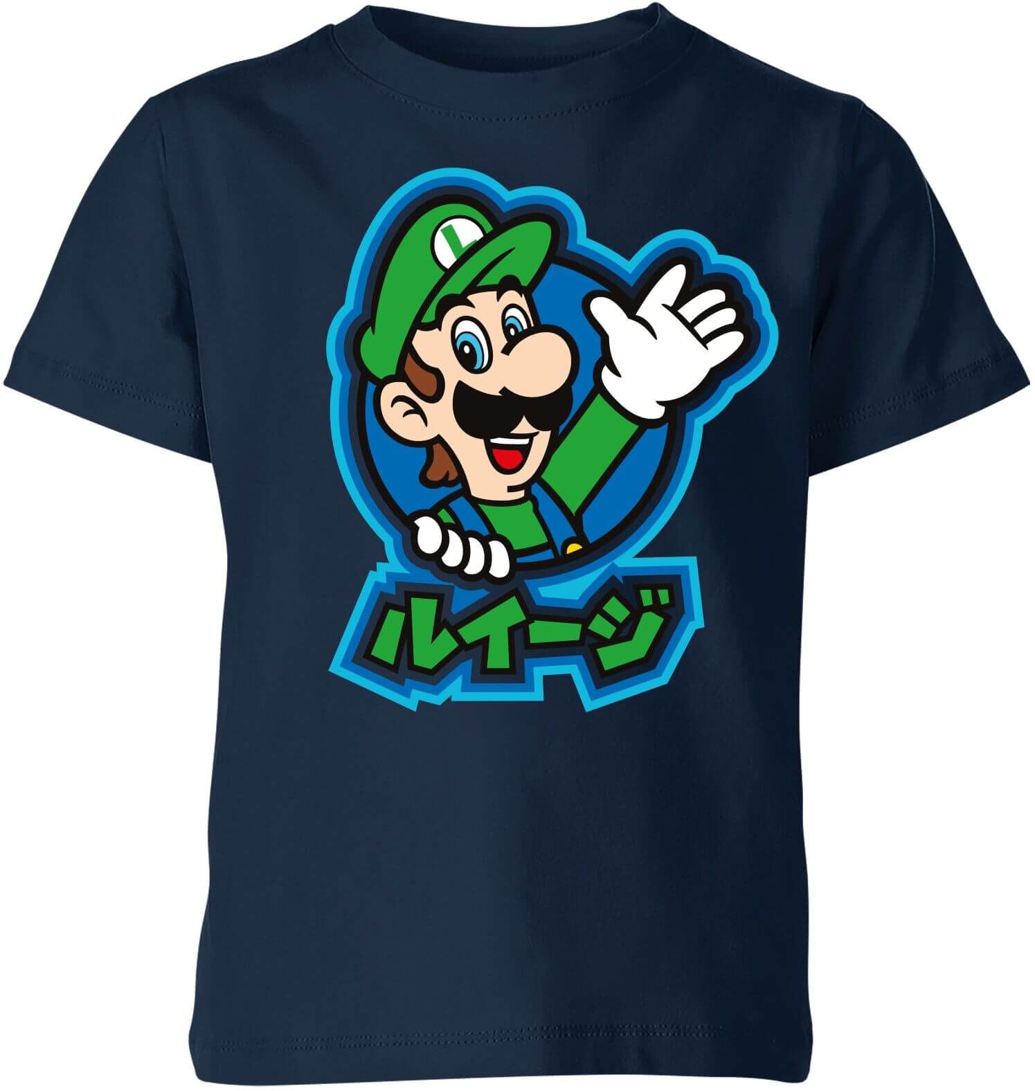 Nintendo Super Mario Luigi Kanji Kid's T-Shirt - Navy - 7-8 Years - Navy-unisex Nintendo Super Mario Luigi Kanji Kid's T-Shirt - Navy - 7-8 Years - Navy-unisex