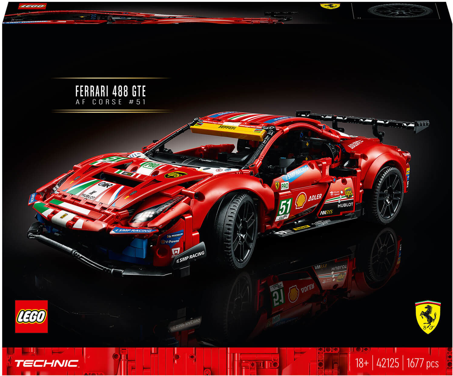 Lego Technic: Ferrari 488 GTE “AF Corse #51” Car Set (42125)-male Lego Technic: Ferrari 488 GTE “AF Corse #51” Car Set (42125)-male