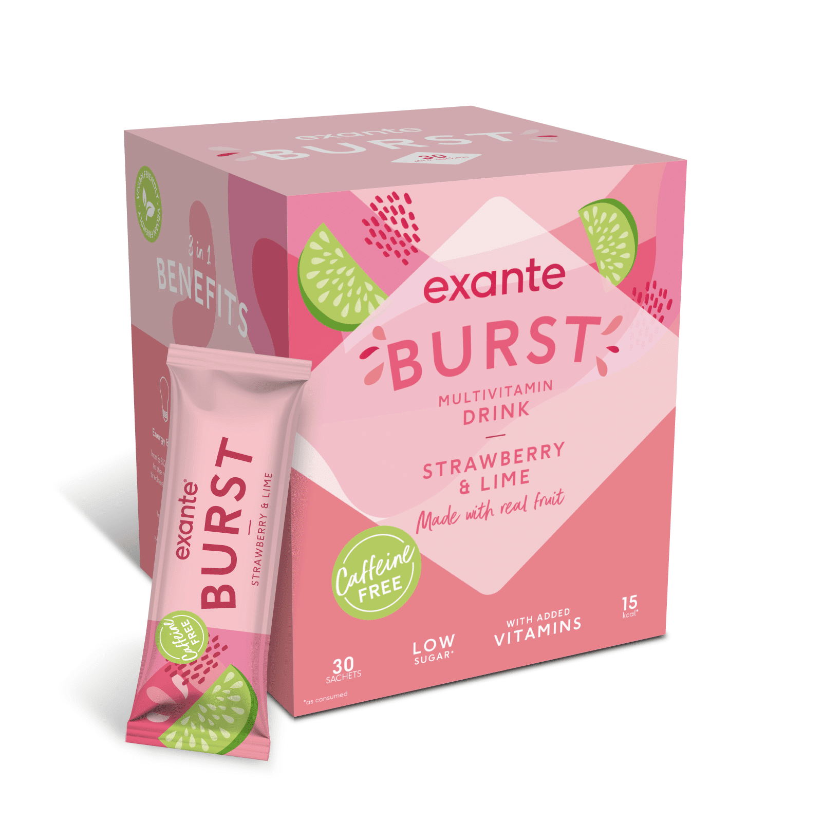Exante Diet Strawberry & Lime Caffeine Free BURST Box of 30