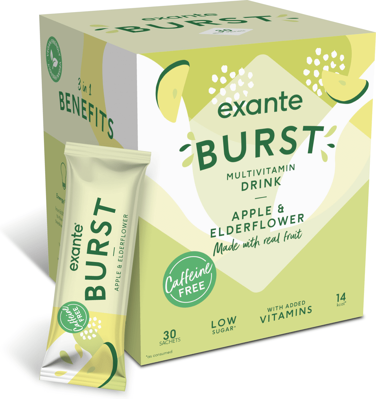 Exante Diet Apple & Elderflower Caffeine Free BURST Box of 30