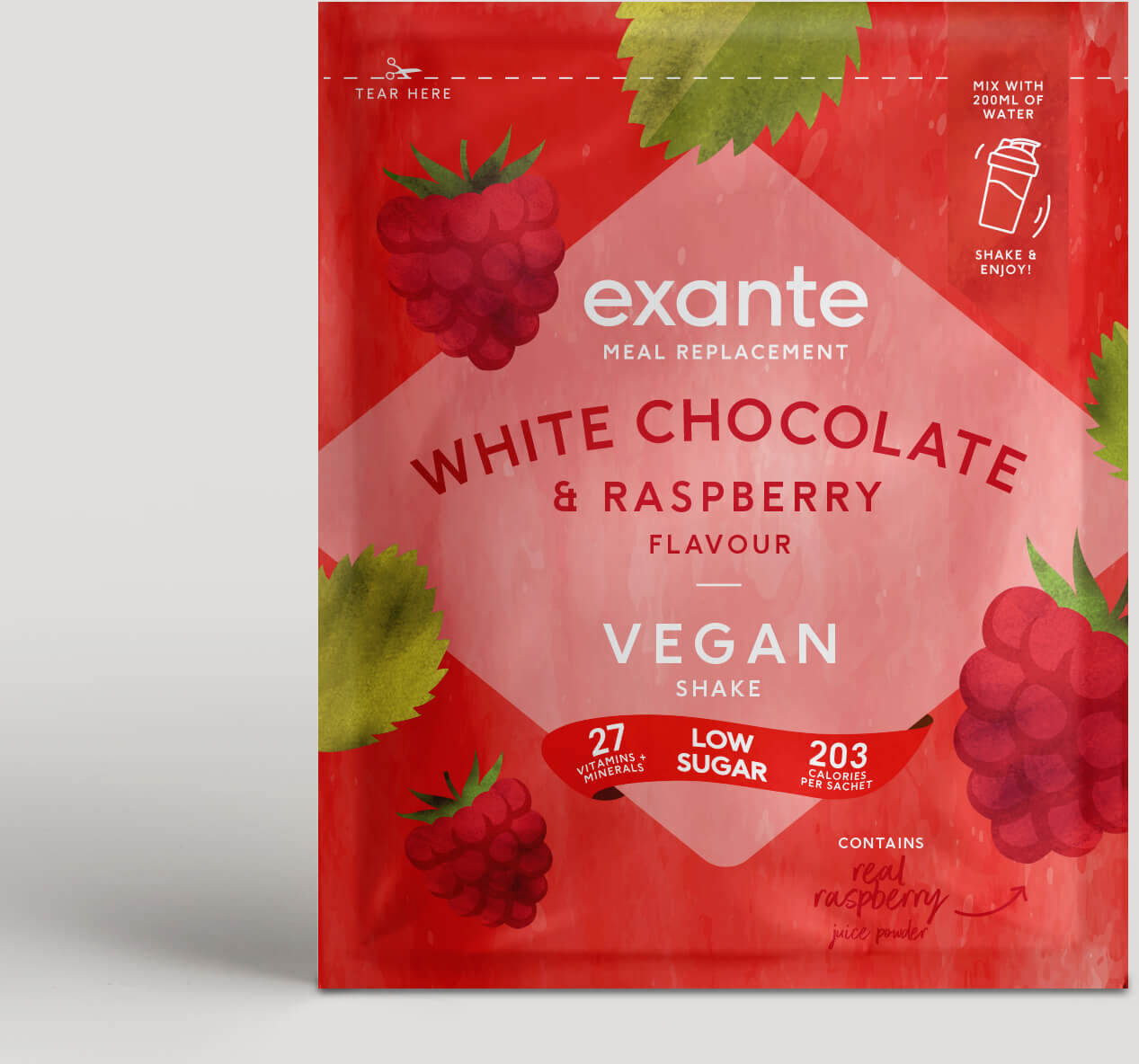Exante Diet Vegan Meal Replacement White Chocolate and Raspberry Shake Exante Diet Vegan Meal Replacement White Chocolate and Raspberry Shake