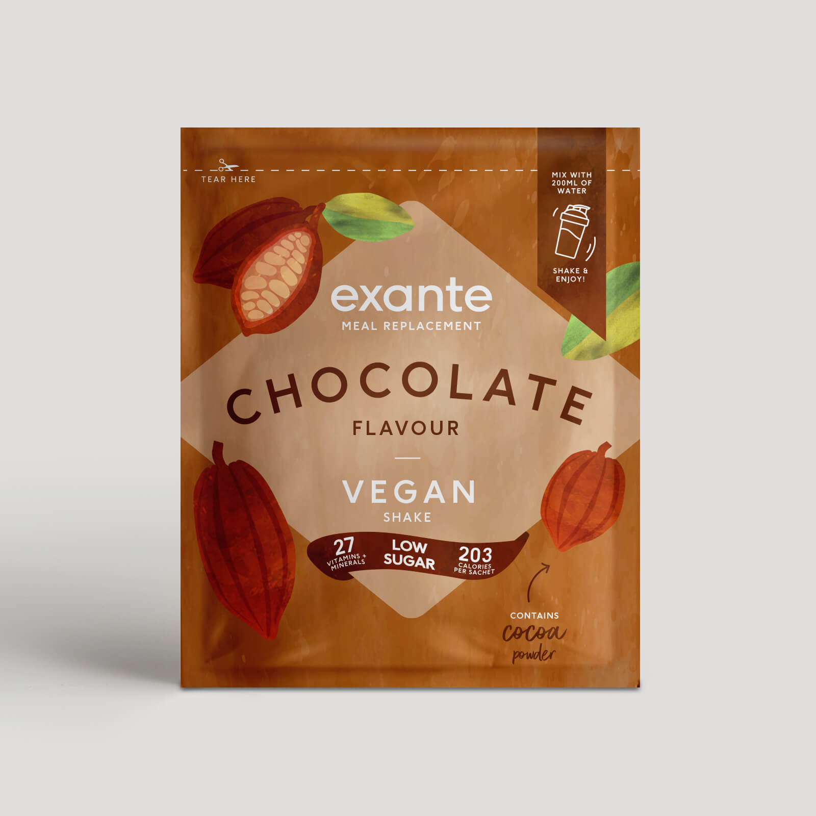 Exante Diet Vegan Meal Replacement Box of 7 Chocolate Shakes