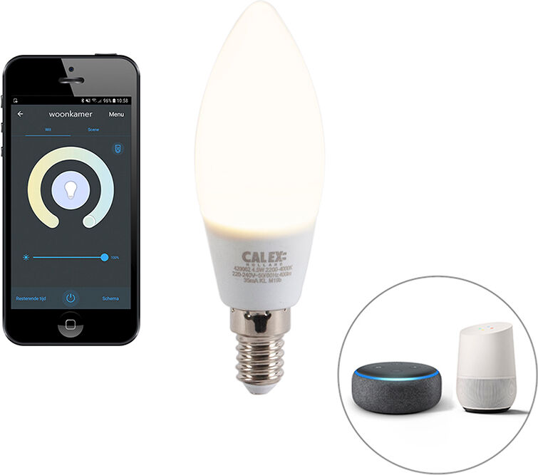 Calex Smart E14 dimmable LED candle lamp with app 4.5W 400 lm 2200-4000K