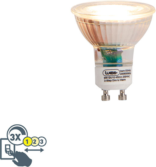 LUEDD GU10 3-step dim to warm LED lamp 6W 450 lm LUEDD GU10 3-step dim to warm LED lamp 6W 450 lm
