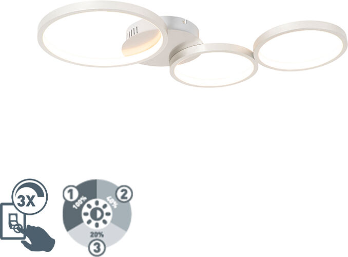 QAZQA Ceiling lamp white incl. LED 3-step dimmable 3-light - Pande QAZQA Ceiling lamp white incl. LED 3-step dimmable 3-light - Pande