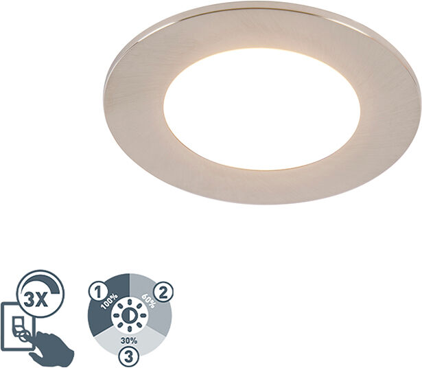 QAZQA Moderne inbouwspot staal incl. LED 3-staps dimbaar IP65 - Blanca QAZQA Moderne inbouwspot staal incl. LED 3-staps dimbaar IP65 - Blanca