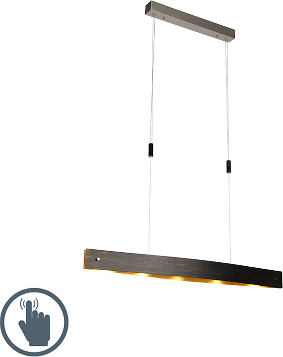 QAZQA Moderne ovale hanglamp zwart met goud incl. LED en dimmer - Lio QAZQA Moderne ovale hanglamp zwart met goud incl. LED en dimmer - Lio