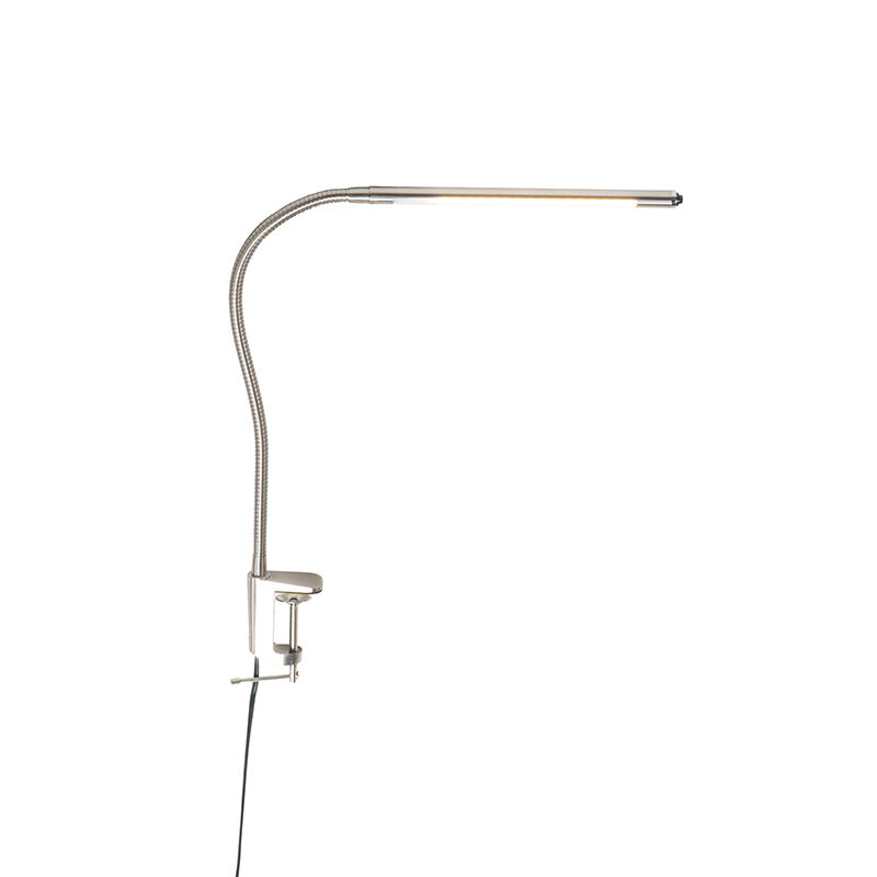 QAZQA Design bureaulamp staal met klem incl. LED - Lionard