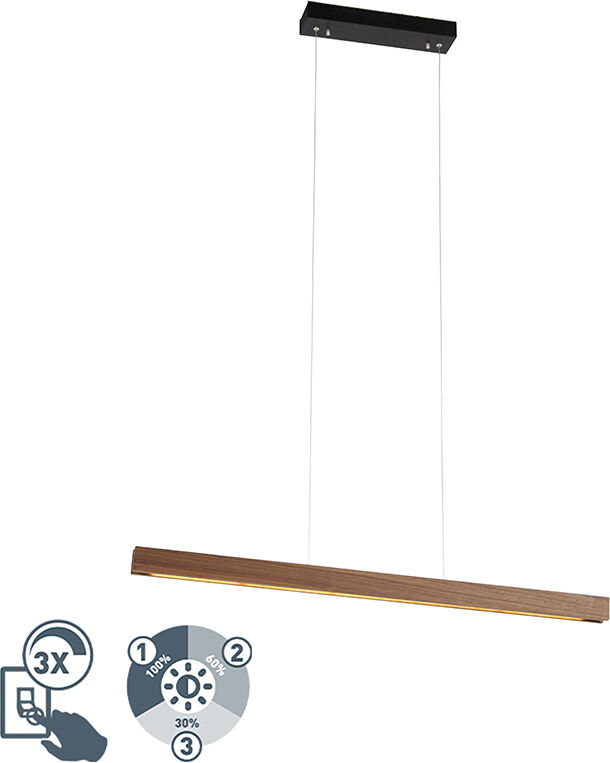 MTK Leuchten Moderne hanglamp bruin incl. LED 4-staps dimbaar - Holz