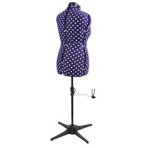 Ebern Designs Adjustable Dressmakers Dummy, In Purple Polka Dot With Hem Marker, Dress Form Sizes 16-20 To Pin, Measure, Fit & Display Your Clothes 160.0 H x 60.0 W x 70.0 D cm