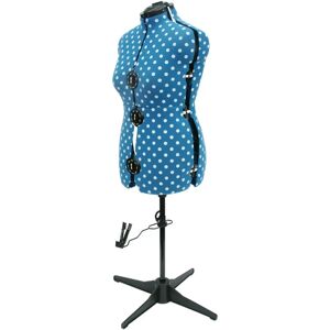 Sewing Online Adjustable Dressmakers Dummy, In Duckegg Polka Dot With Hem Marker, Dress Form Sizes 16-20 To Pin, Measure, Fit & Display Your Clothes 160.0 H x 60.0 W x 70.0 D cm