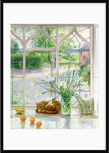 Brambly Cottage 'Irises and Sleeping Cat' Painting Brambly Cottage Format: Framed Paper, Size: 100 cm H x 70 cm W x 2.3 cm D  - Size: 100 cm H x 70 cm W x 2.3 cm D Brambly Cottage 'Irises and Sleeping Cat' Painting Brambly Cottage Format: Framed Paper, Size: 100 cm H x 70 cm W x 2.3 cm D  - Size: 100 cm H x 70 cm W x 2.3 cm D