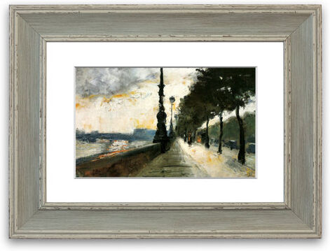 East Urban Home 'Waterloo Bridge in the Sun By Lesser Ury Cornwall' Framed Photographic Print East Urban Home Size: 50 cm H x 70 cm W, Frame Options: Blue Distressed  - Size: 93 cm H x 70 cm W East Urban Home 'Waterloo Bridge in the Sun By Lesser Ury Cornwall' Framed Photographic Print East Urban Home Size: 50 cm H x 70 cm W, Frame Options: Blue Distressed  - Size: 93 cm H x 70 cm W