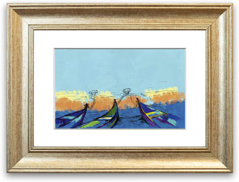 East Urban Home 'Gondolas in Venice Cornwall Living Room' Framed Photographic Print East Urban Home Size: 93 cm H x 70 cm W, Frame Options: Silver  - Size: 50 cm H x 70 cm W East Urban Home 'Gondolas in Venice Cornwall Living Room' Framed Photographic Print East Urban Home Size: 93 cm H x 70 cm W, Frame Options: Silver  - Size: 50 cm H x 70 cm W