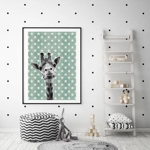 East Urban Home 'Woodland Nursery - Baby Giraffe Star' Framed Graphic Art Print in Teal/White/Grey/Black East Urban Home Size: 50cm H x 40cm W, Format: Black Framed  - Size: Mini (Under 40cm High) East Urban Home 'Woodland Nursery - Baby Giraffe Star' Framed Graphic Art Print in Teal/White/Grey/Black East Urban Home Size: 50cm H x 40cm W, Format: Black Framed  - Size: Mini (Under 40cm High)
