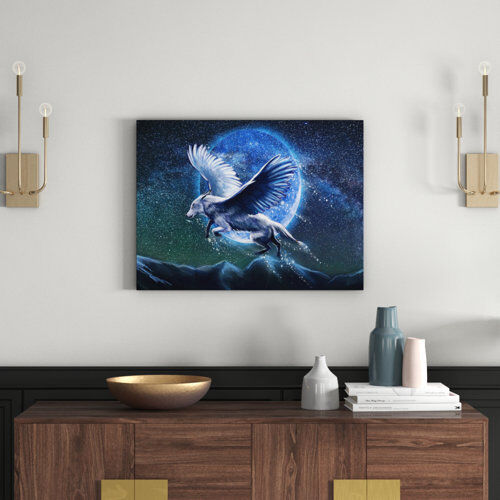 East Urban Home Wolf with Wings Wall Art on Canvas East Urban Home  - Size: 92cm H X 62cm W East Urban Home Wolf with Wings Wall Art on Canvas East Urban Home  - Size: 92cm H X 62cm W