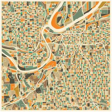 East Urban Home 'Abstract City Map of Kansas City' Graphic Art on Wrapped Canvas East Urban Home Size: 66.04cm H x 66.04cm W x 3.81cm D  - Size: 66.04cm H x 45.72cm W x 3.81cm D