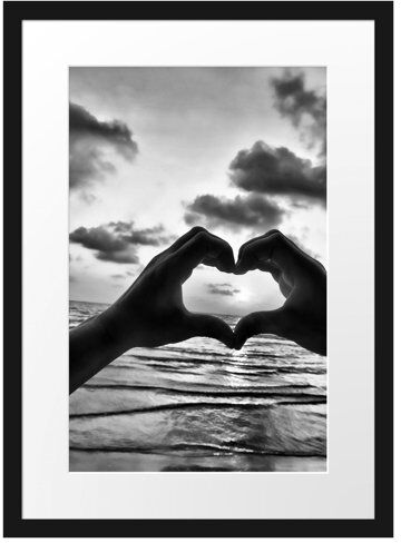 East Urban Home Heart Shaped by Hands by the Sea Framed Photographic Print Poster East Urban Home Size: 55 cm H x 40 cm W  - Size: 38cm H x 30cm W East Urban Home Heart Shaped by Hands by the Sea Framed Photographic Print Poster East Urban Home Size: 55 cm H x 40 cm W  - Size: 38cm H x 30cm W