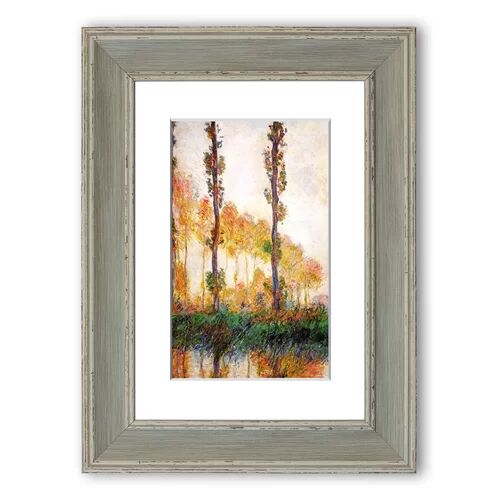 East Urban Home 'Claude Monet Poplars in Autumn Ii Framed Photographic Print East Urban Home Size: 50 cm H x 70 cm W, Frame Options: Blue  - Size: 93 cm H x 70 cm W