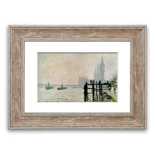 East Urban Home 'Claude Monet the Thames and the Houses of Parliament Framed Photographic Print East Urban Home Size: 126 cm H x 93 cm W, Frame Options: Walnut  - Size: 70 cm H x 50 cm W