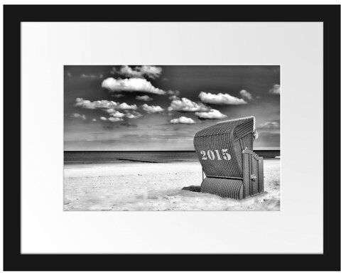 East Urban Home Beach Chair by the North Sea Framed Photographic Print Poster East Urban Home Size: 30cm H x 38cm W  - Size: Mini (Under 40cm High) East Urban Home Beach Chair by the North Sea Framed Photographic Print Poster East Urban Home Size: 30cm H x 38cm W  - Size: Mini (Under 40cm High)