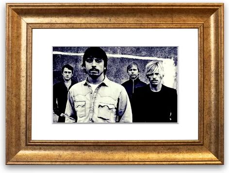 East Urban Home 'Foo Fighters Blue Lounge' Framed Photographic Print East Urban Home Size: 93 cm H x 126 cm W, Frame Options: Gold  - Size: 50 cm H x 70 cm W