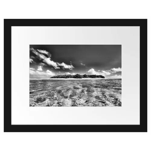 East Urban Home Dream Beach on the Maldives Framed Photographic Print Poster in Black and White East Urban Home Size: 30cm H x 38cm W  - Size: 40cm H x 55cm W