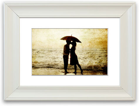 East Urban Home 'Romantic Love Couple In The Rain' Framed Photographic Print East Urban Home Size: 93 cm H x 126 cm W, Frame Options: Matte White  - Size: 93 cm H x 70 cm W East Urban Home 'Romantic Love Couple In The Rain' Framed Photographic Print East Urban Home Size: 93 cm H x 126 cm W, Frame Options: Matte White  - Size: 93 cm H x 70 cm W