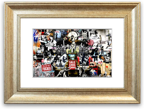 East Urban Home 'Canvas Collage 1 Cornwall Banksy' Framed Photographic Print East Urban Home Size: 93 cm H x 70 cm W, Frame Options: Silver Antique  - Size: 93 cm H x 70 cm W East Urban Home 'Canvas Collage 1 Cornwall Banksy' Framed Photographic Print East Urban Home Size: 93 cm H x 70 cm W, Frame Options: Silver Antique  - Size: 93 cm H x 70 cm W