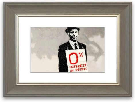 East Urban Home '0% Interest In People Cornwall Banksy' Framed Photographic Print East Urban Home Size: 93 cm H x 70 cm W, Frame Options: Grey Brushed  - Size: 93 cm H x 126 cm W