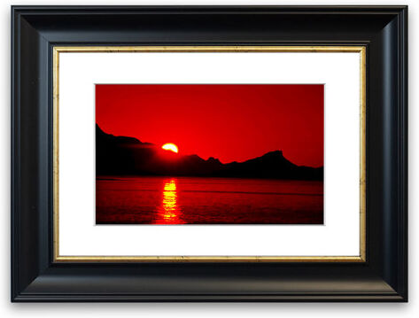 East Urban Home 'Vibrant Red Ocean Sunset Lounge' Framed Photographic Print East Urban Home Size: 93 cm H x 70 cm W, Frame Options: Matte Black  - Size: 93 cm H x 70 cm W East Urban Home 'Vibrant Red Ocean Sunset Lounge' Framed Photographic Print East Urban Home Size: 93 cm H x 70 cm W, Frame Options: Matte Black  - Size: 93 cm H x 70 cm W