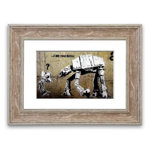 East Urban Home 'Atat I Am Your Father Banksy Canvasb L Cornwall Banksy' Framed Photographic Print East Urban Home Size: 50 cm H x 70 cm W, Frame Options: Walnut Wash  - Size: 93 cm H x 126 cm W East Urban Home 'Atat I Am Your Father Banksy Canvasb L Cornwall Banksy' Framed Photographic Print East Urban Home Size: 50 cm H x 70 cm W, Frame Options: Walnut Wash  - Size: 93 cm H x 126 cm W