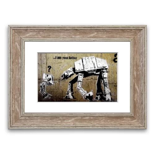 East Urban Home 'Atat I Am Your Father Banksy Canvasb L Cornwall Banksy' Framed Photographic Print East Urban Home Size: 50 cm H x 70 cm W, Frame Options: Walnut Wash  - Size: 93 cm H x 126 cm W