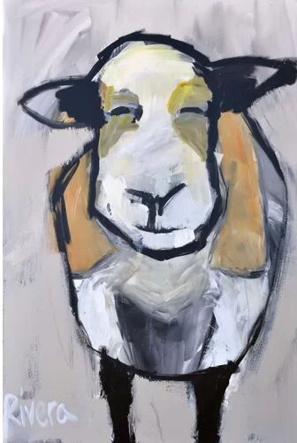 Zipcode Design 'Grinning Sheep' Painting Print on Wrapped Canvas Zipcode Design  - Size: 61cm H x 41cm W x 3.81cm D