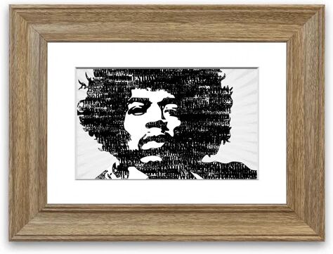 East Urban Home 'Jimi Hendrix Black And White' Framed Photographic Print East Urban Home Size: 93 cm H x 70 cm W, Frame Options: Teak  - Size: 93 cm H x 70 cm W East Urban Home 'Jimi Hendrix Black And White' Framed Photographic Print East Urban Home Size: 93 cm H x 70 cm W, Frame Options: Teak  - Size: 93 cm H x 70 cm W