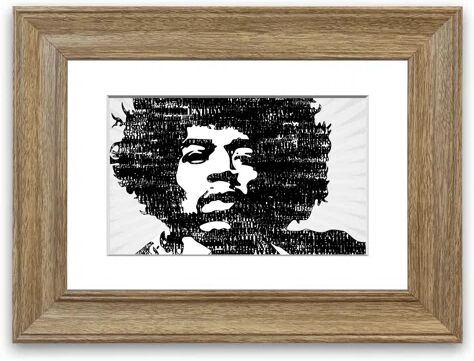 East Urban Home 'Jimi Hendrix Black And White' Framed Photographic Print East Urban Home Size: 93 cm H x 70 cm W, Frame Options: Teak  - Size: 93 cm H x 70 cm W