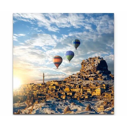 East Urban Home Colourful Hot Air Balloon over Cappadocia Photographic Print on Canvas East Urban Home Size: 60cm L x 60cm W  - Size: Mini (Under 40cm High)