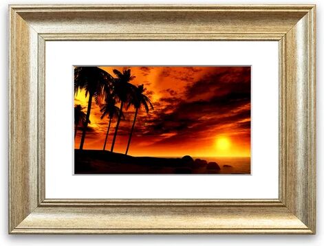 East Urban Home 'Golden Palm Tree Skies Cornwall' Framed Photographic Print East Urban Home Size: 50 cm H x 70 cm W, Frame Options: Silver  - Size: 50 cm H x 70 cm W