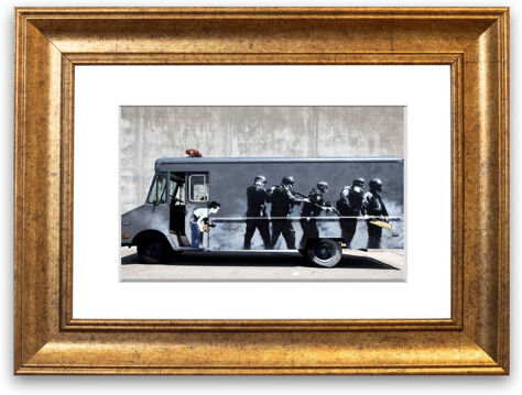 East Urban Home 'Banksy Swat Truck Cornwall Banksy' Framed Photographic Print East Urban Home Size: 50 cm H x 70 cm W, Frame Options: Gold Antique  - Size: 50 cm H x 70 cm W East Urban Home 'Banksy Swat Truck Cornwall Banksy' Framed Photographic Print East Urban Home Size: 50 cm H x 70 cm W, Frame Options: Gold Antique  - Size: 50 cm H x 70 cm W