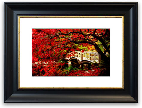 East Urban Home 'Bridge Over the Red Tree River' Framed Photographic Print East Urban Home Size: 93 cm H x 126 cm W, Frame Options: Black Matte  - Size: 50 cm H x 70 cm W East Urban Home 'Bridge Over the Red Tree River' Framed Photographic Print East Urban Home Size: 93 cm H x 126 cm W, Frame Options: Black Matte  - Size: 50 cm H x 70 cm W