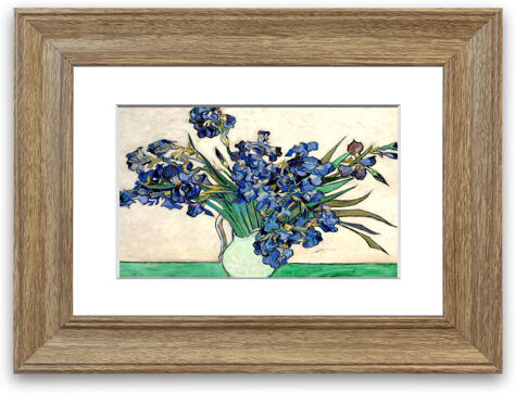 East Urban Home 'Van Gogh Irises in a Vase Cornwall' Framed Photographic Print East Urban Home Size: 93 cm H x 126 cm W, Frame Options: Teak Woodgrain  - Size: 93 cm H x 126 cm W East Urban Home 'Van Gogh Irises in a Vase Cornwall' Framed Photographic Print East Urban Home Size: 93 cm H x 126 cm W, Frame Options: Teak Woodgrain  - Size: 93 cm H x 126 cm W