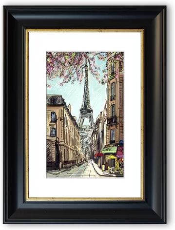 East Urban Home 'Eiffel Tower Streets Cornwall' Framed Photographic Print East Urban Home Size: 126 cm H x 93 cm W, Frame Options: Black  - Size: 70 cm H x 50 cm W