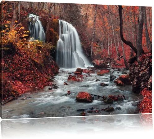 East Urban Home Waterfall in the Forest Photographic Print on Canvas East Urban Home  - Size: Mini (Under 40cm High)