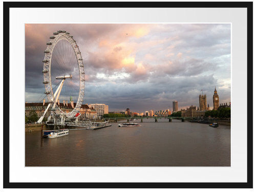 East Urban Home London Eye Ferris Wheel Framed Photographic Print Poster East Urban Home Size: 60cm H x 80cm W  - Size: 60cm H x 80cm W East Urban Home London Eye Ferris Wheel Framed Photographic Print Poster East Urban Home Size: 60cm H x 80cm W  - Size: 60cm H x 80cm W