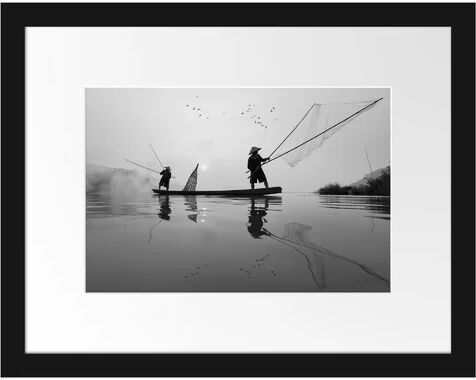 East Urban Home Fishermen Fishing in Thailand Framed Photographic Print East Urban Home Size: 30cm H x 38cm W  - Size: 38cm H x 30cm W