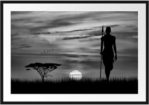 East Urban Home Red Sunset in Africa Framed Photographic Print East Urban Home Size: 70cm H x 100cm W  - Size: 40cm H x 55cm W