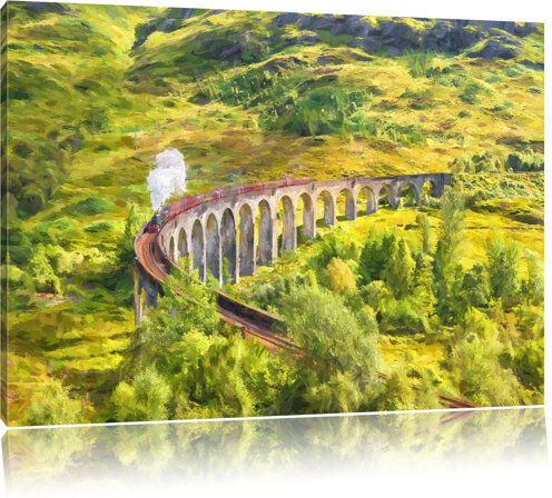 East Urban Home Glenfinnan Railway Viaduct in Scotland Graphic Art Print on Canvas East Urban Home Size: 70cm H x 100cm W  - Size: 60cm H x 80cm W East Urban Home Glenfinnan Railway Viaduct in Scotland Graphic Art Print on Canvas East Urban Home Size: 70cm H x 100cm W  - Size: 60cm H x 80cm W