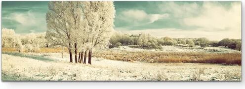 East Urban Home Icy Winter Landscape with Tree Photographic Print on Canvas East Urban Home Size: 150cm H x 50cm W  - Size: Mini (Under 40cm High)