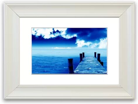 East Urban Home 'Boardwalk Ocean Blues Lounge' Framed Photographic Print East Urban Home Size: 50 cm H x 70 cm W, Frame Options: Matte White  - Size: 93 cm H x 126 cm W East Urban Home 'Boardwalk Ocean Blues Lounge' Framed Photographic Print East Urban Home Size: 50 cm H x 70 cm W, Frame Options: Matte White  - Size: 93 cm H x 126 cm W