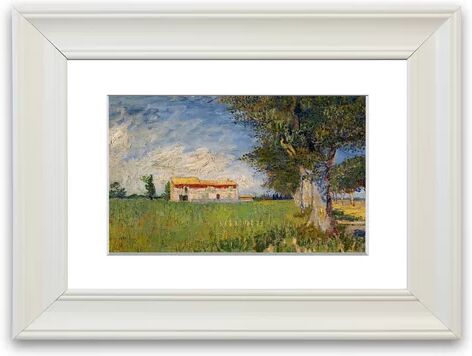 East Urban Home 'Van Gogh Farmhouse in a Wheat Field Cornwall' Framed Photographic Print East Urban Home Size: 93 cm H x 126 cm W, Frame Options: White Matt  - Size: 50 cm H x 70 cm W